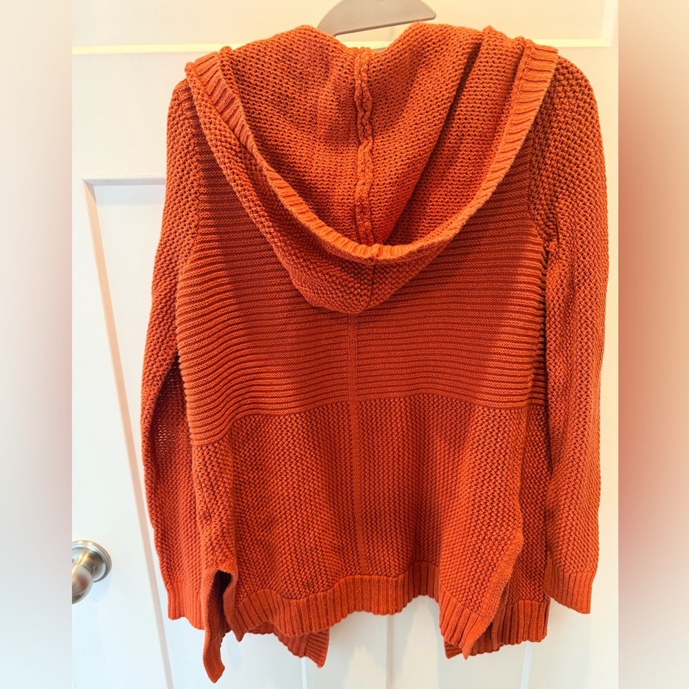 Marled Rust Orange Knit Sweater Small Textured Cotton Blend - Picture 3 of 8
